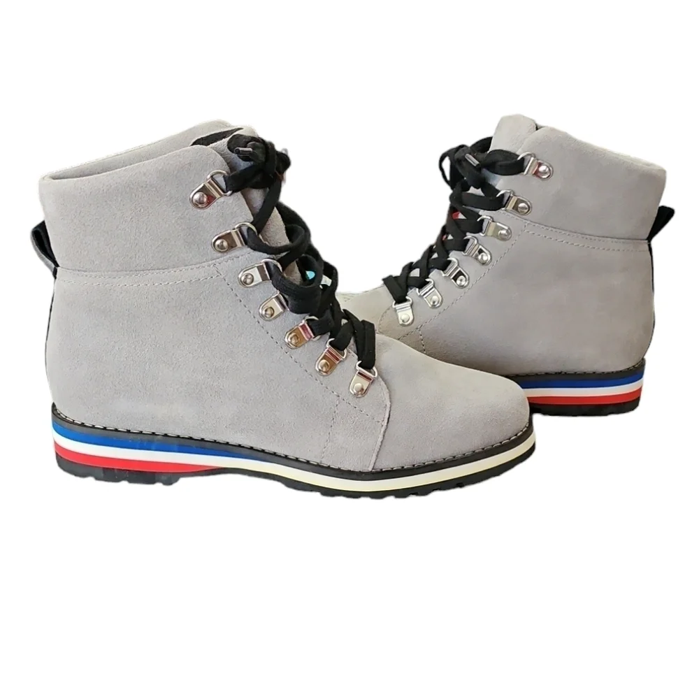 Aqua College Suede Leather Upper Grey Waterproof Lace-up Boots Size 8.5